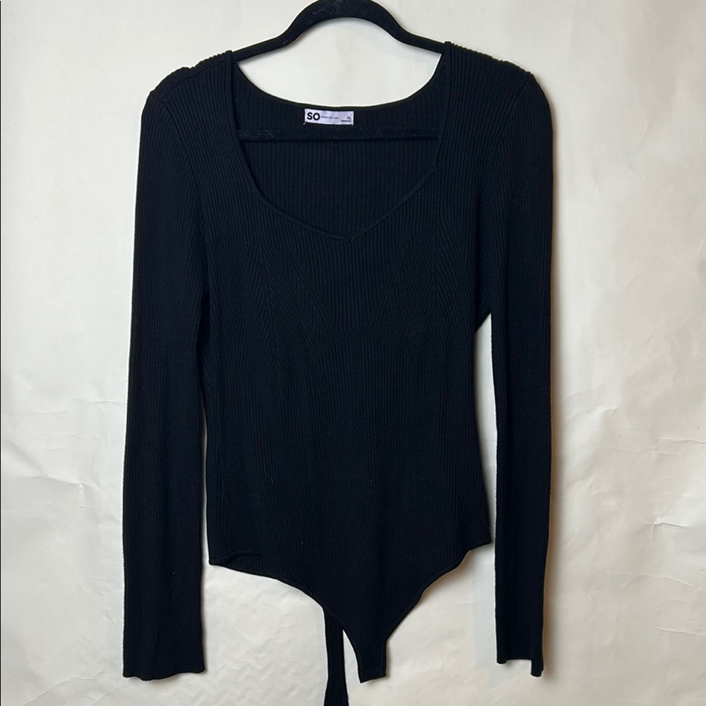 SO Women's Black Ribbed Top